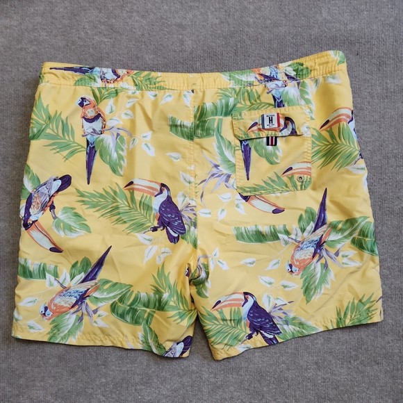 Tommy Hilfiger Trunks Mens XL Yellow Hawaiian Toucan Elastic Waist Swim Shorts - Picture 7 of 9